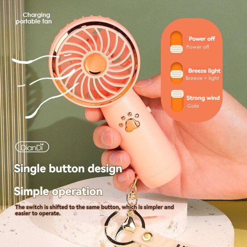 2024 Summer New Mini Mini Fan Cute Cartoon Portable Charging USB Handheld Fan S image 4