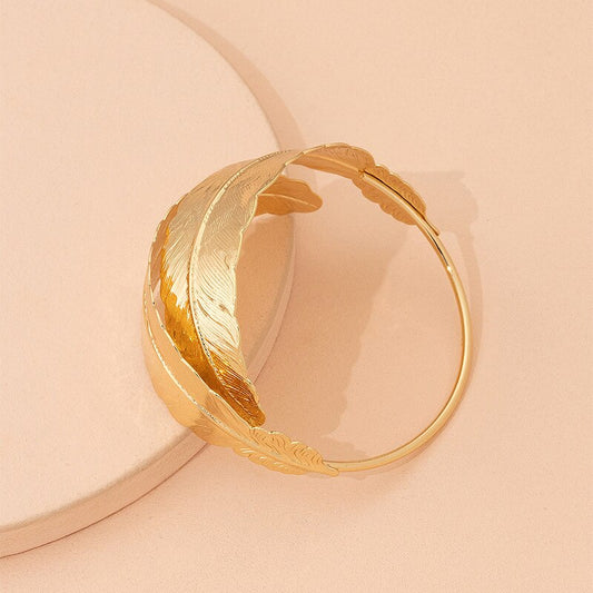 Delicate Angel Wing Feather Bracelet for Women Gold Color Feather Bangle image 0