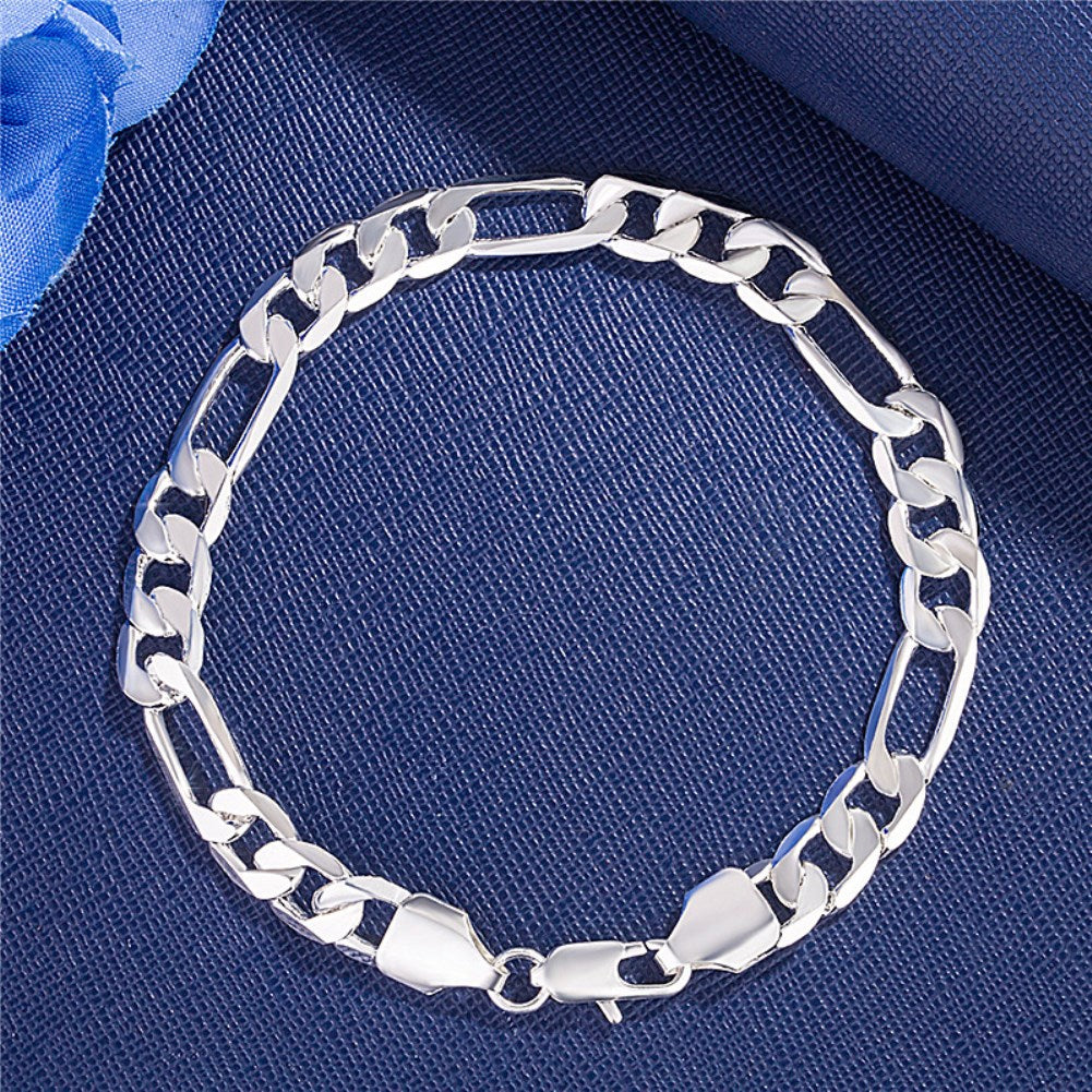 Wholesale Fashion 925 Stamp Silver 18K Gold Color 8MM Men Women Lady Bracelet C image 2
