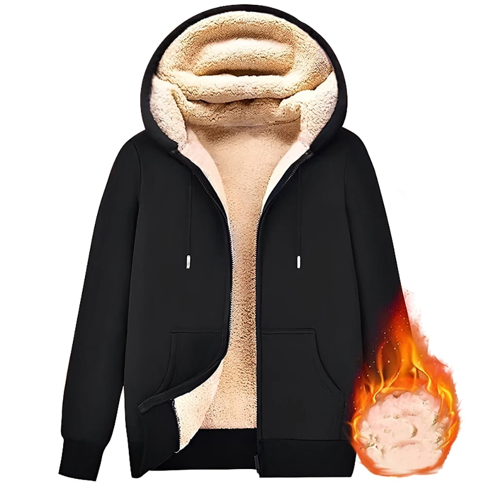 Trendy Sweatshirt Coat Front Pockets Warm Zipper Lamb Wool Jacket  Men and Woma image 2