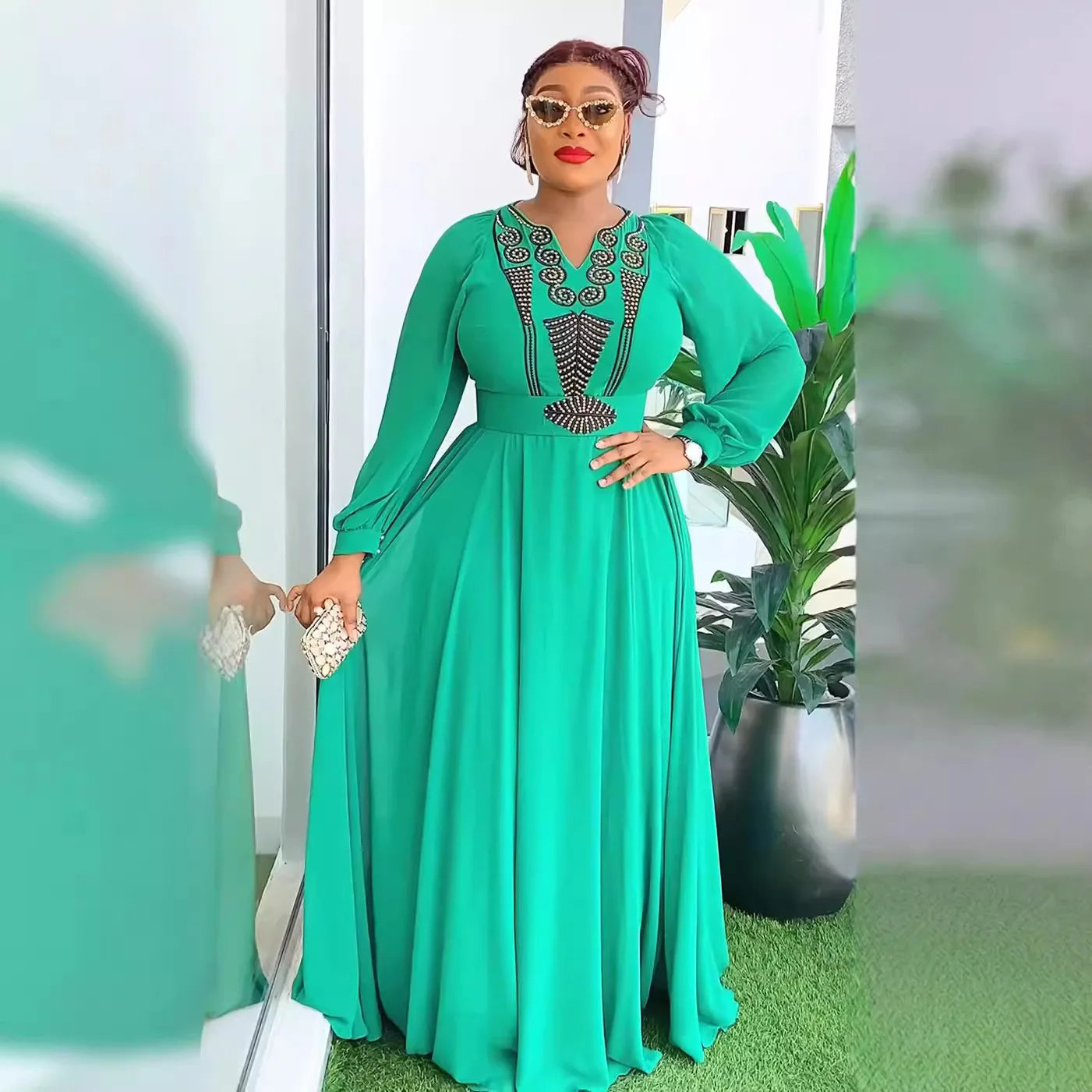 2024 New African Maxi Dresses For Women Plus Size Evening Party Long Dress Afri image 0