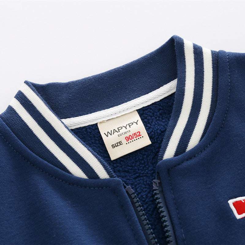 2024 Autumn Winter Boys Zipper Jacket Kids Fleece Outerwear Baby Embroidery Let image 4