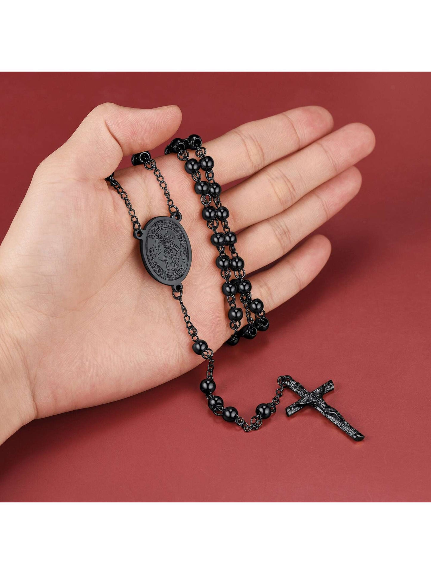 FaithHeart Women Christian Cross Pendant Necklace,Stainless Steel/Black/Gold Pr image 19