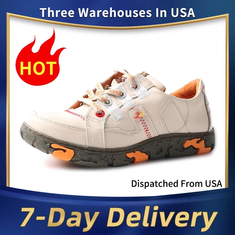 Genuine Leather Women's Flat Sneaker Shoes for Outdoor image 1