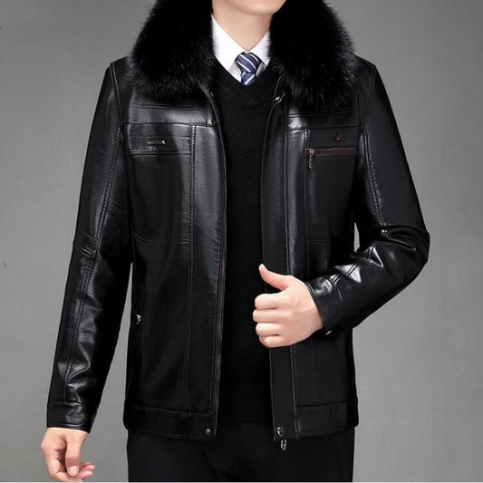 Winter Outerwear Men 2023 Men Fashion Leather Coat Jacket PU Jacket Long-sleeve image 0