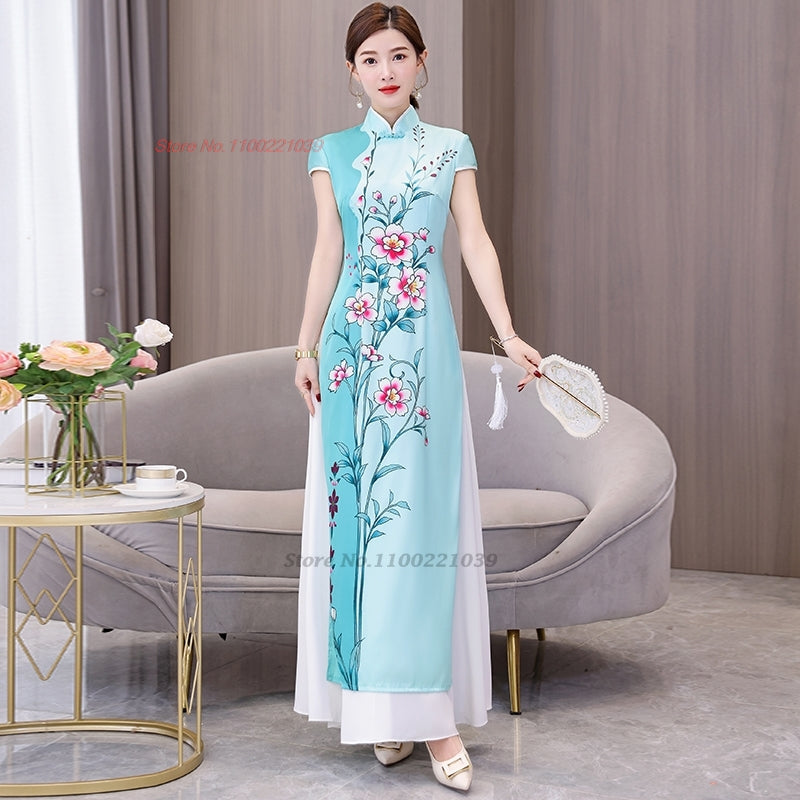 2024 ao dai vietnam traditional dress chinese vintage dress improved cheongsam  image 4