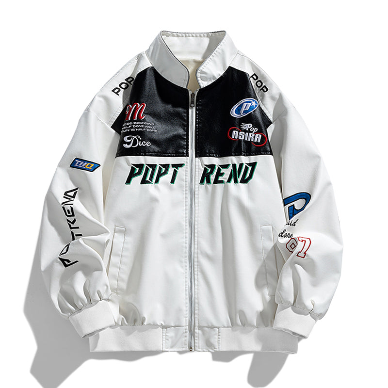 Leather jacket, men's jacket, Japanese trendy motorcycle suit, stand up collar, image 0