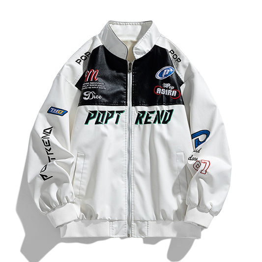 Leather jacket, men's jacket, Japanese trendy motorcycle suit, stand up collar, image 0