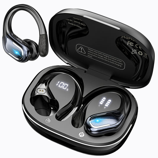 Wireless Earbuds For Running Sports Wireless Earphones With Earhooks, Dual-LED image 0