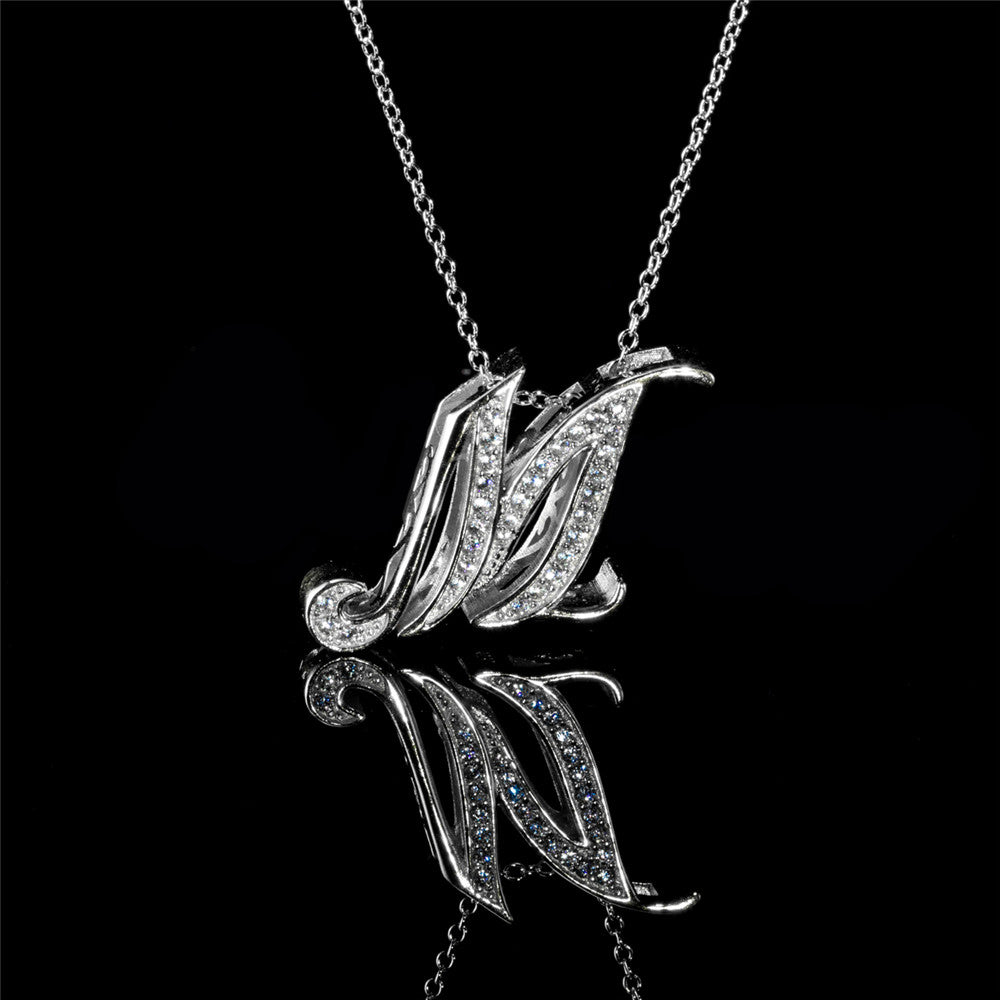 ANDYWEN 925 Sterling Silver Gold Long Chain Alphabet 26 Leter A W Pendant K H I image 32