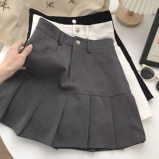 Y2K Vintage High Waist Pleated Skirt Women College Style Uniforms Safety Pants image 0
