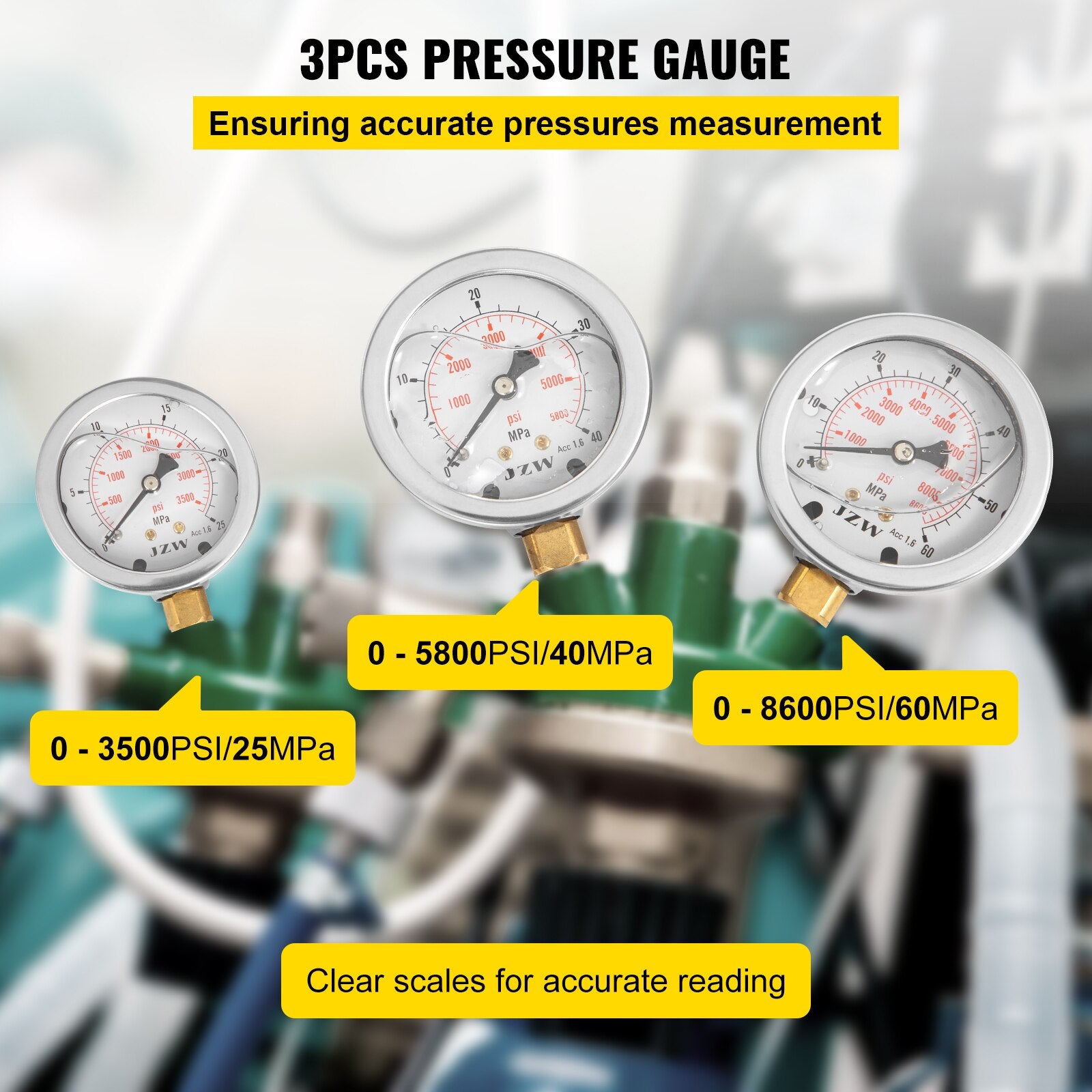 VEVOR 0-60Mpa Hydraulic Pressure Gauge Test Kit With Portable Case Digital Mano image 2