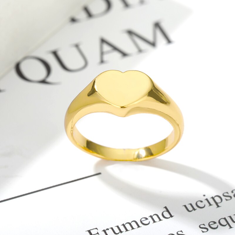 Vintage Heart Rings For Women Gold Plated Stainless Steel Finger Ring Fashion image 6