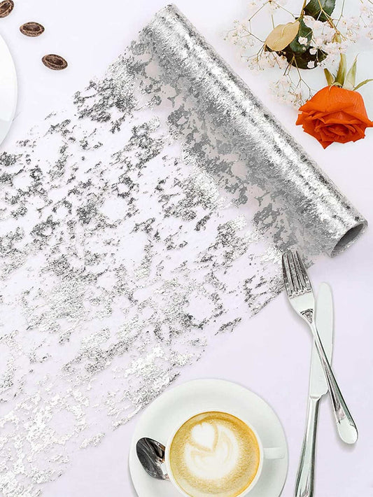 1pc Table Decorations For Party, Golden Table Runner, Sequin Glitter Foil Metal image 0