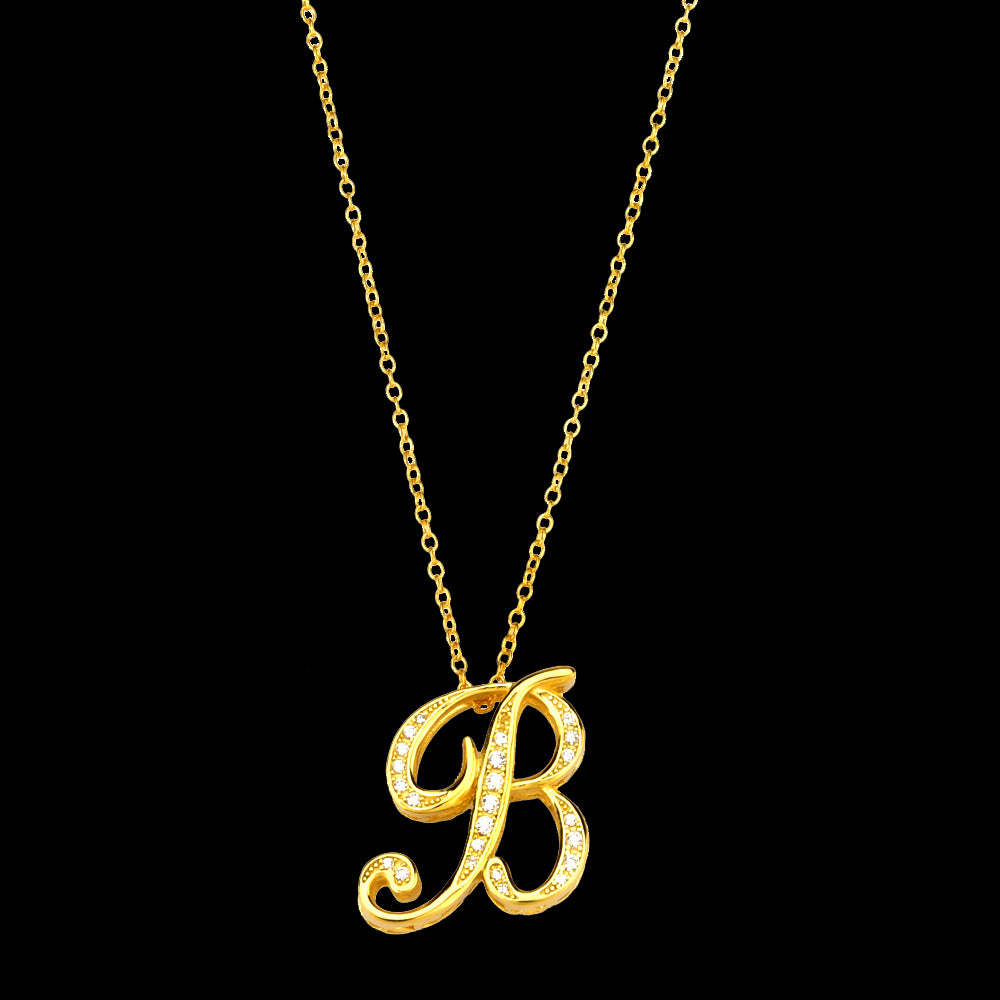 ANDYWEN 925 Sterling Silver Gold Long Chain Alphabet 26 Leter A W Pendant K H I image 8