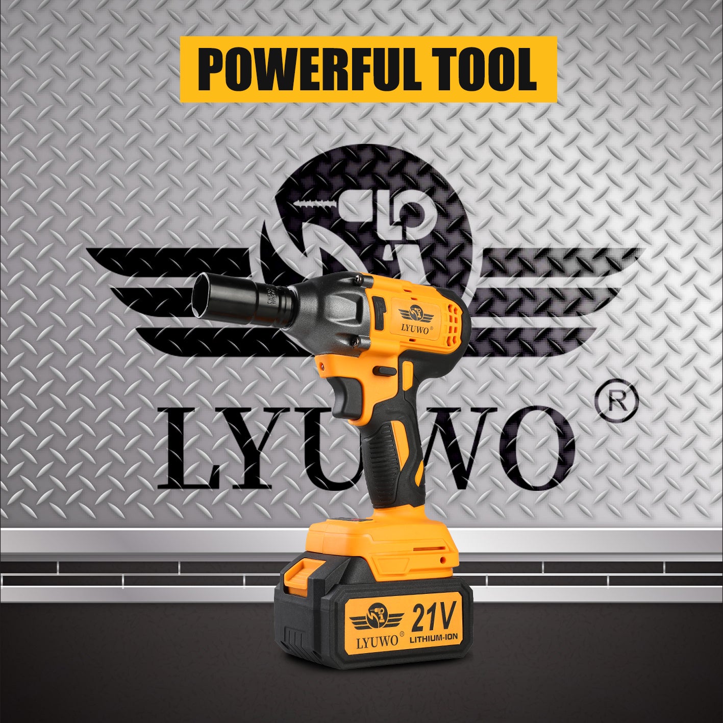LYUWO Electric Wrench 350NM Brushless Electric Wrench High Torque Air Cannon He image 4
