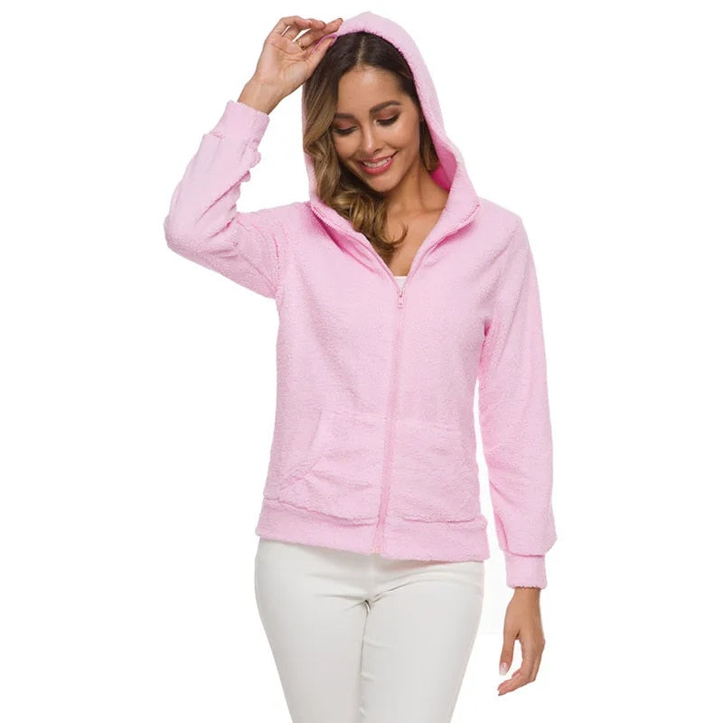 Women Autumn Winter Warm Hoodie Jacket Casual Female Hoodies Sweatershirt Zippe image 10