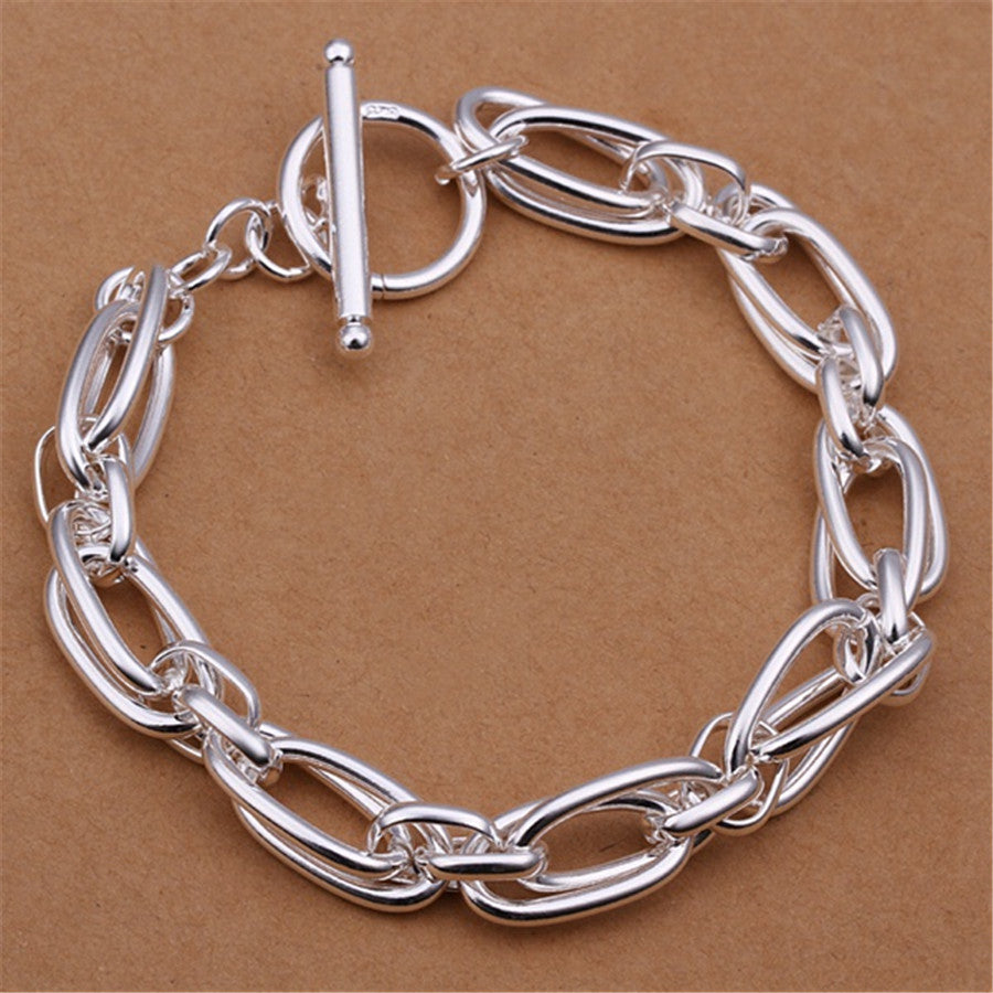 Noble 925 Sterling Silver Square Solid Chain Bracelet For Women Men Charm Party image 6