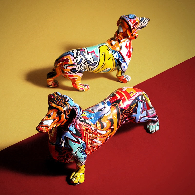 Creative  Home Modern Painted Colorful Dachshund Dog Decoration Wine Cabinet Of image 6