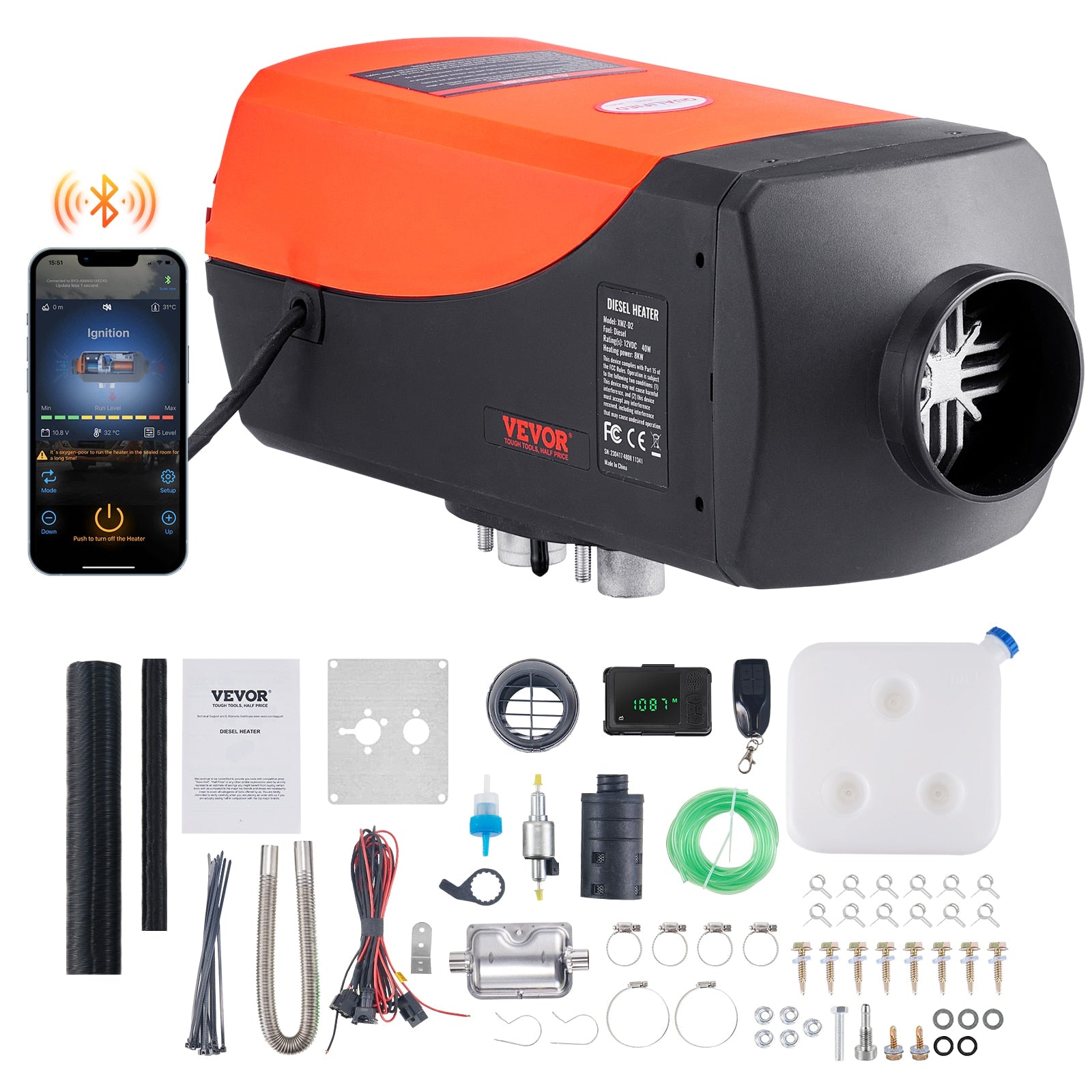 VEVOR 2/5/8KW Car Heater Diesel Air Heater 12V With Silencer Remote Control Tru image 6