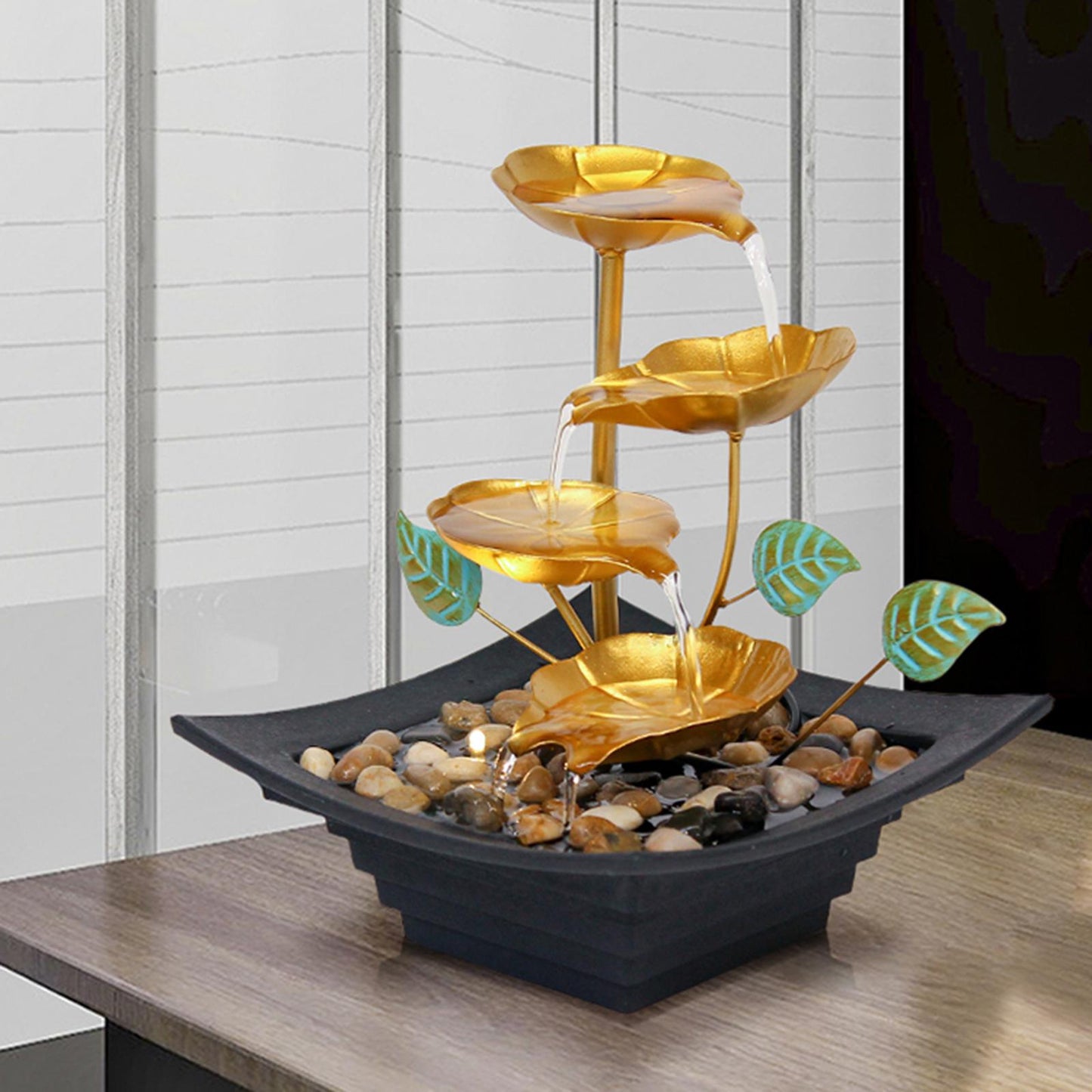 Tabletop Water Fountain Small Indoor Waterfall Fountain for Desktop Feng Shui O image 2