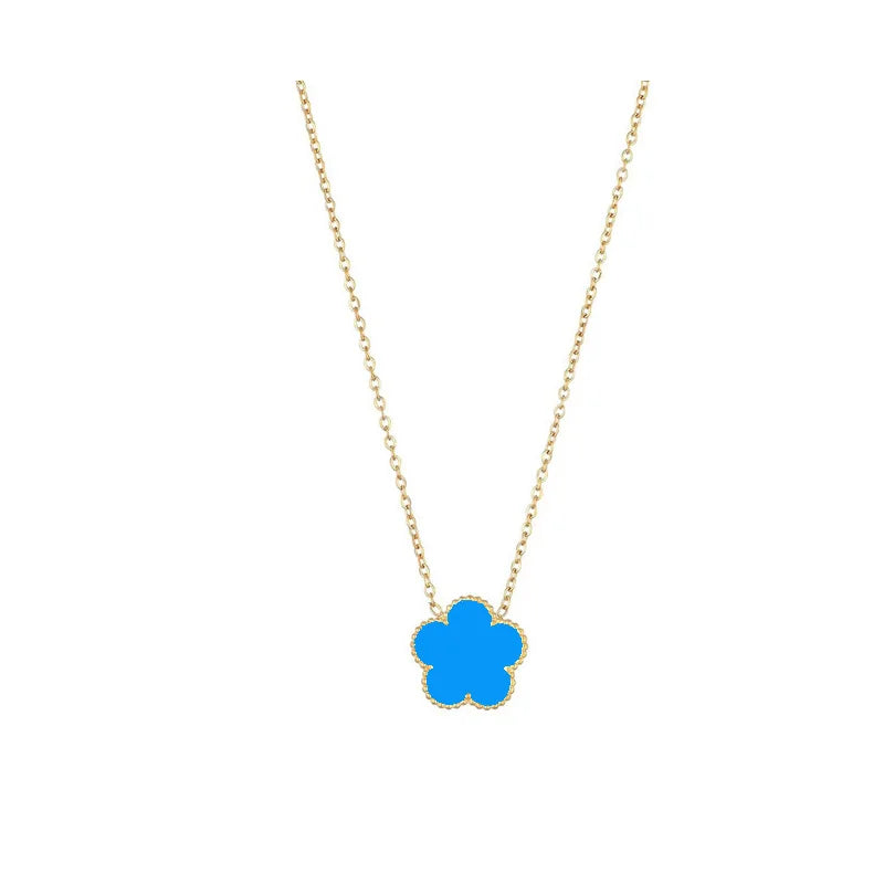 14K Gold Plated Five-leaf Clover Link Bracelets White Black Blue Gold Red Green image 0