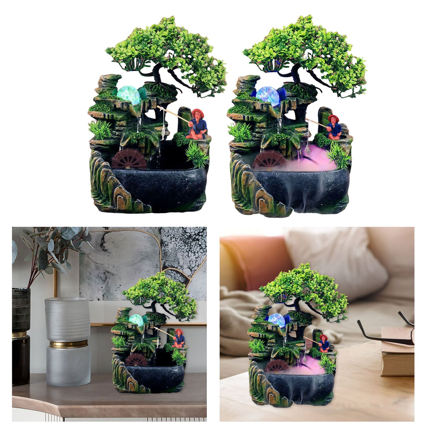 Indoor Water Fountains with Light Statue Table Waterfall Fountain Ornament image 6