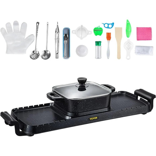 Electric Grill and Hot Pot, 2 in 1 Electric Hot Pot with Dual Temp Control, Mul image 0