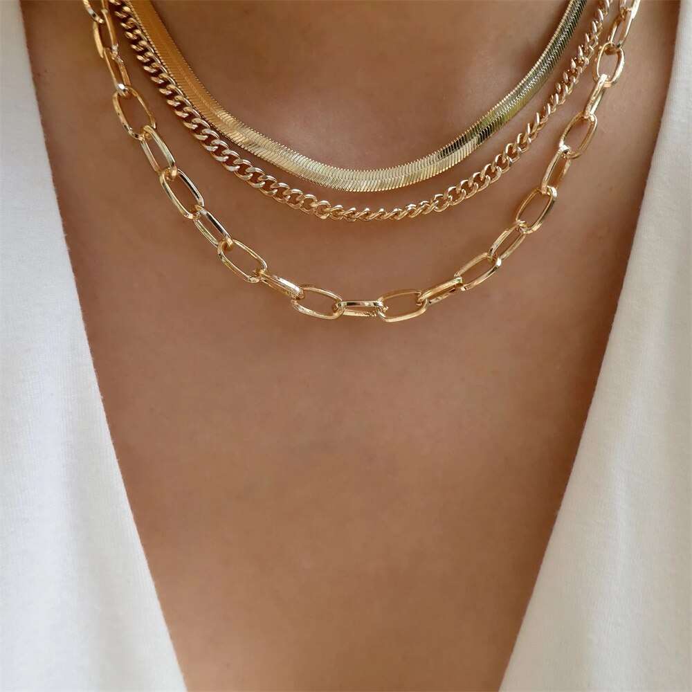 Bls-miracle Fashion Gold Color Heart-Shaped Necklace For Women Trendy Multi-Lay image 17