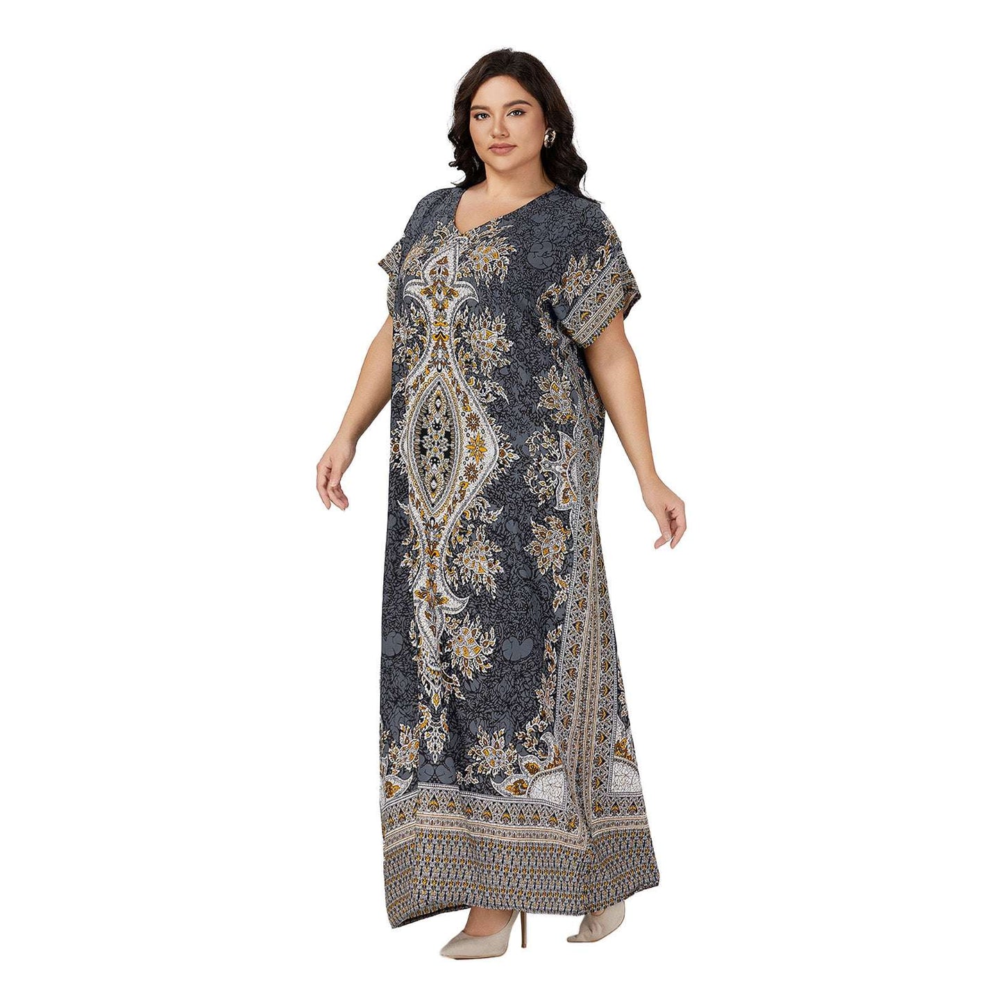 PlusSize Moroccan Traditional Dress Abaya For Women's Kaftan African Beach Dash image 4