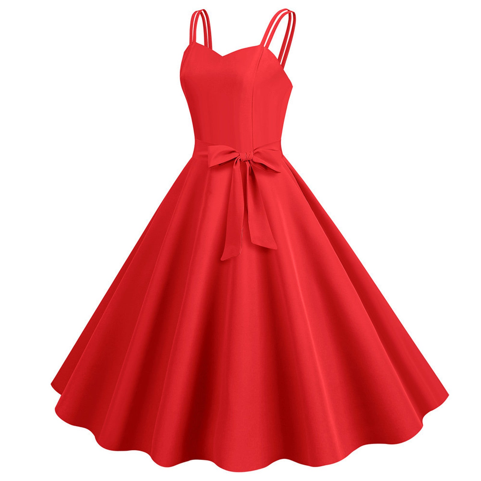 Women Casual Sleeveless Evening Party Prom Dress Strap A Line Large Swing Dress image 11