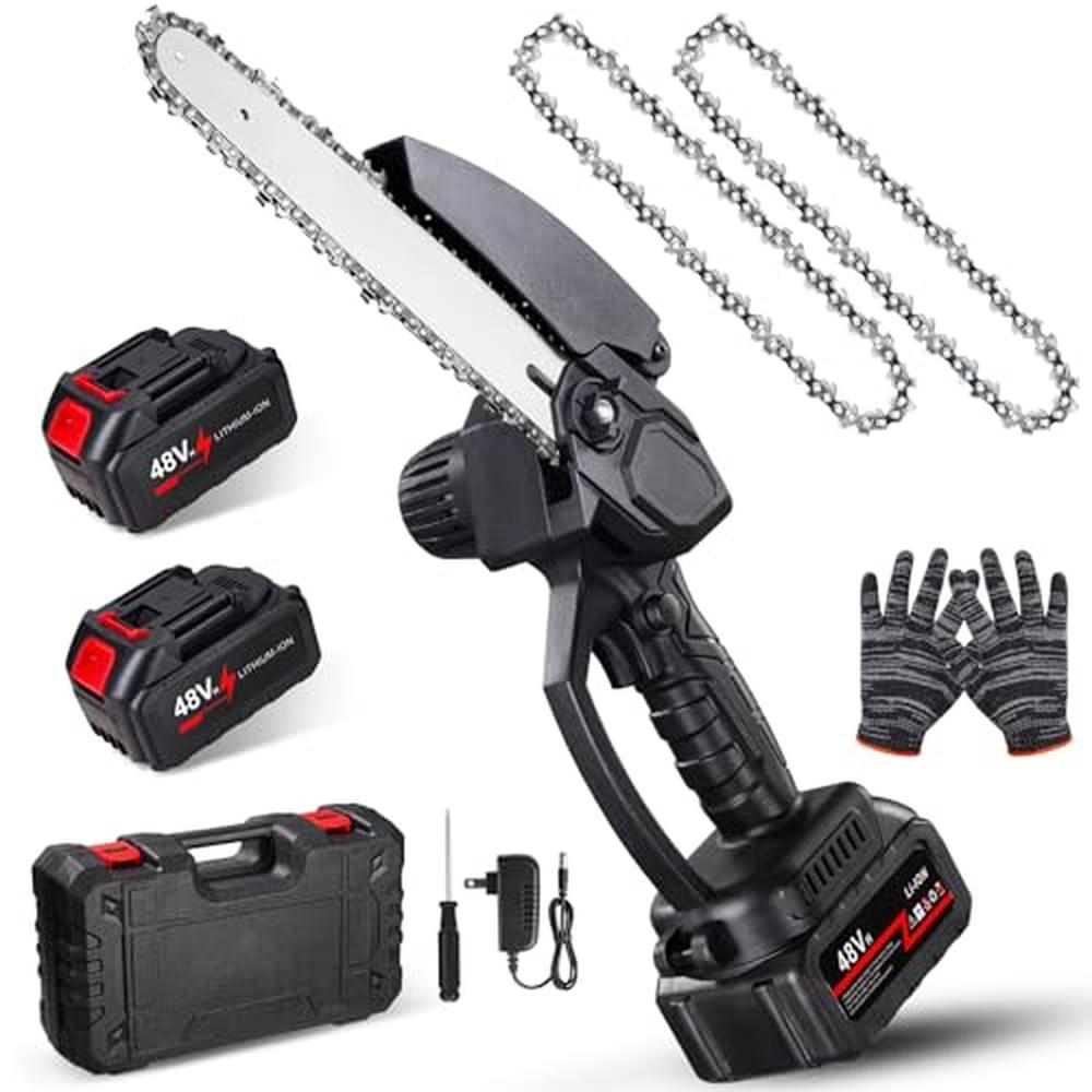 8" Portable Electric Chainsaw Cordless Handheld Wood Cutting Tree Branches Trim image 0