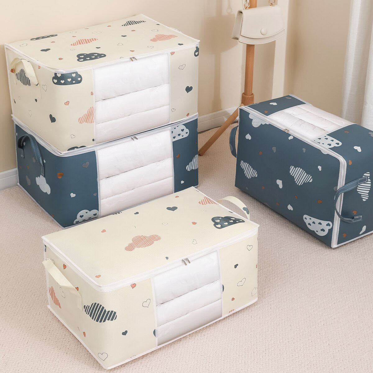 Large Capacity Clothes Storage Bag Organizer With Reinforced Handle Suitable Fo image 4