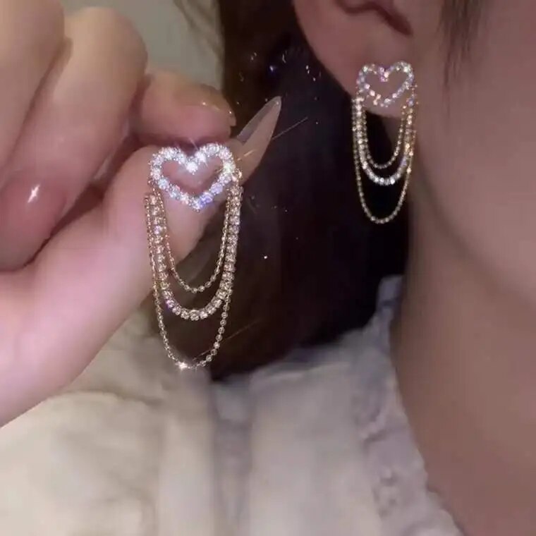 Zircon Wheat Tassel Pendant Gold Color U-shaped Earrings for Women 2023 New Fas image 40
