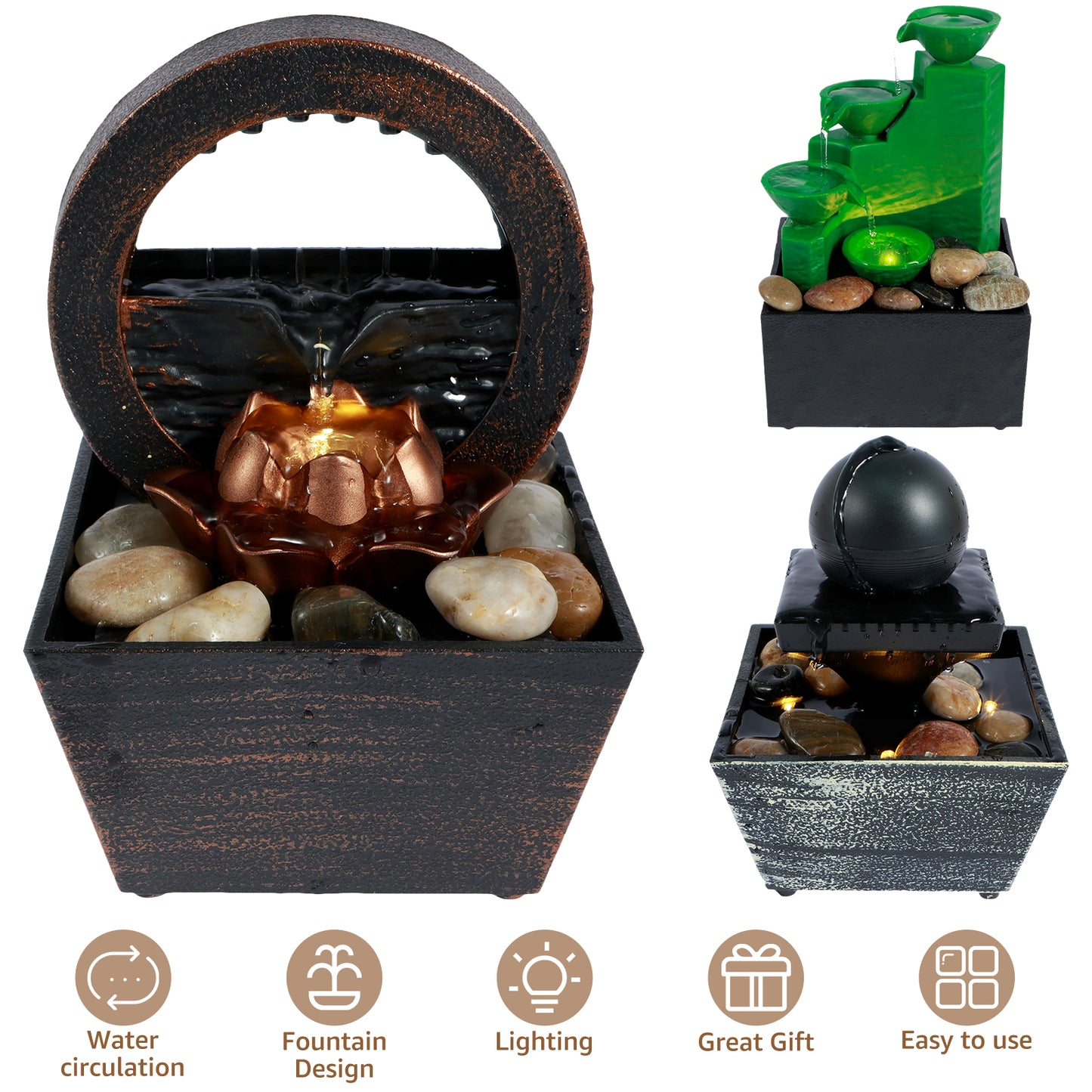Tabletop Fountain Mini Indoor Water Fountain Creative Gifts Fengshui Home Deskt image 1