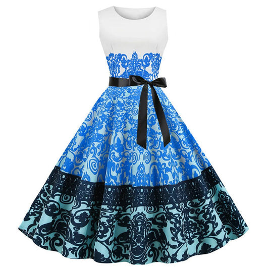 Women Summer Vintage Dress Clothing Floral Robe Retro Swing Casual 50S 60S Rock image 0