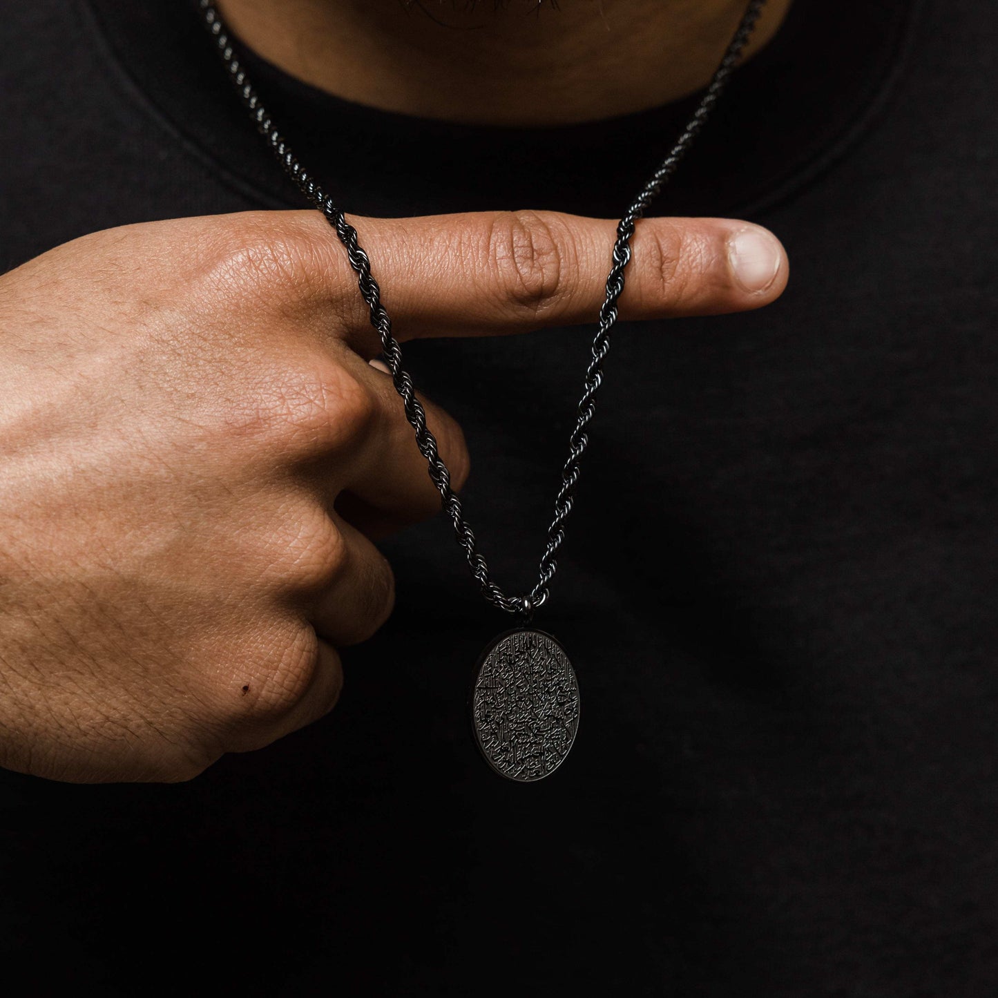 Ayatul Kursi Oval Necklace |Men Stainless Steel Necklace Pendant 18 Gold Plated image 1