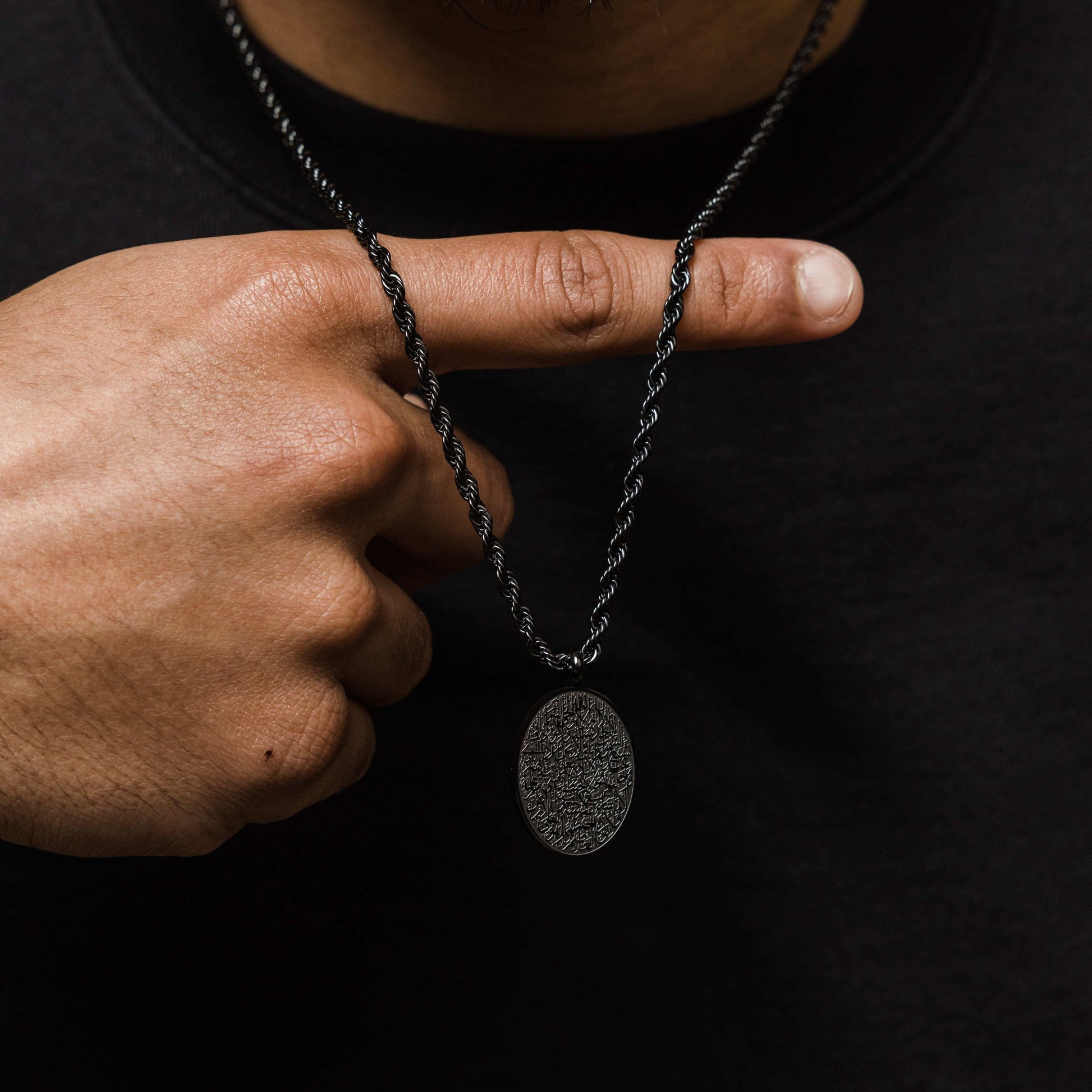 Ayatul Kursi Oval Necklace |Men Stainless Steel Necklace Pendant 18 Gold Plated image 1