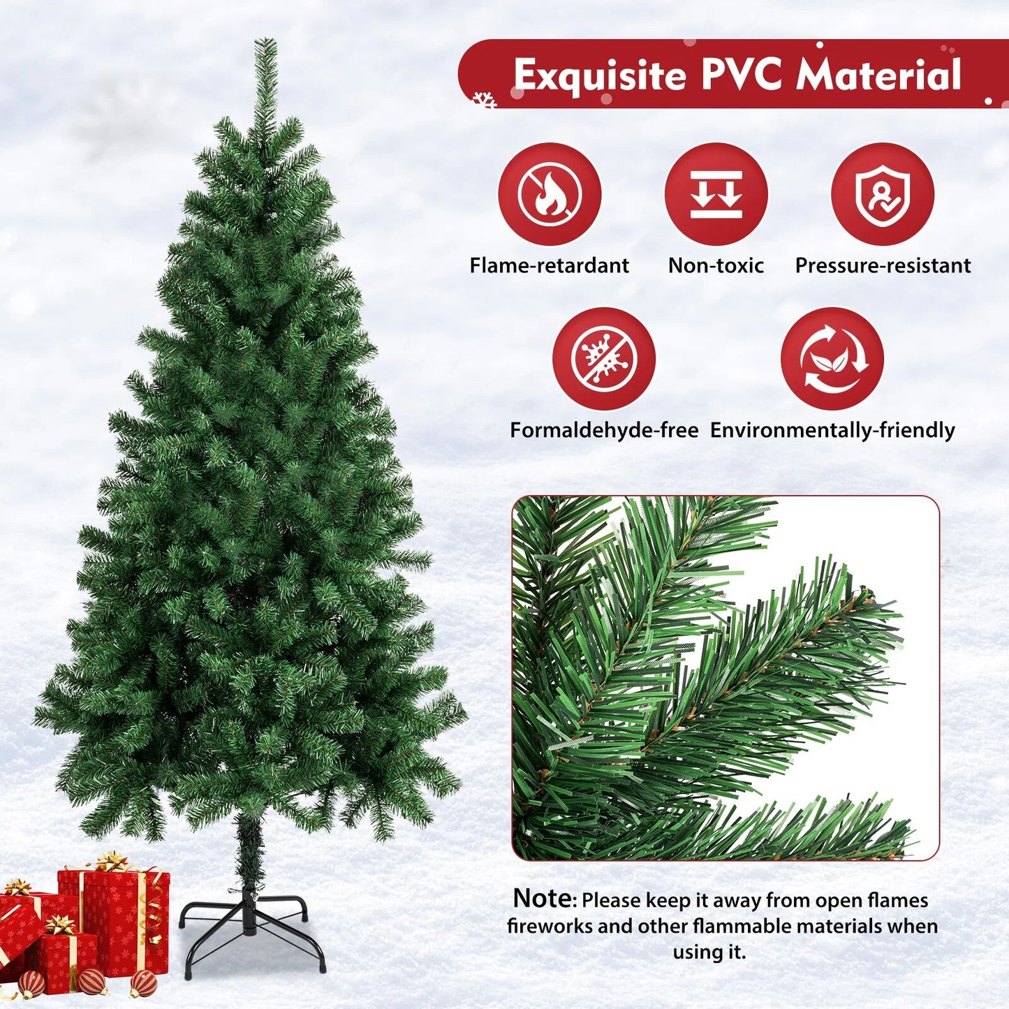 6/7ft Artificial Green Christmas Tree Decoration Holiday Festival Xmas Realisti image 1