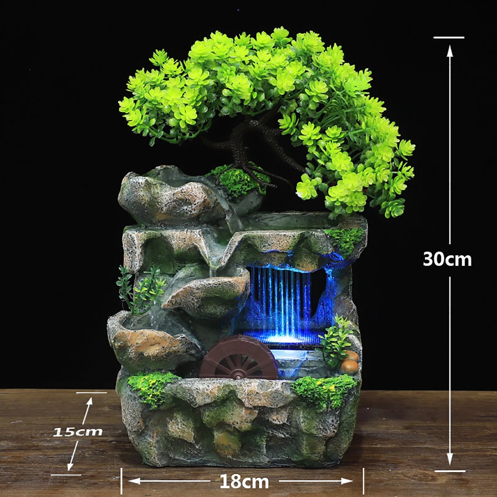 Indoor Fountain Waterfall Table Fountain Decoration Water Feature with Colour C image 1