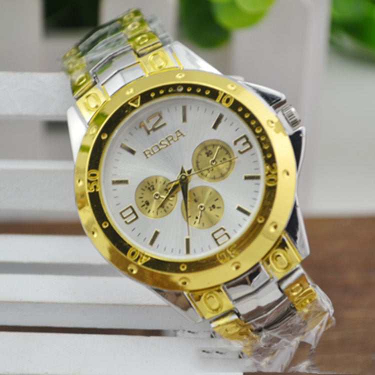 Steel Strap Quartz Roman Dial Gold Watch image 2