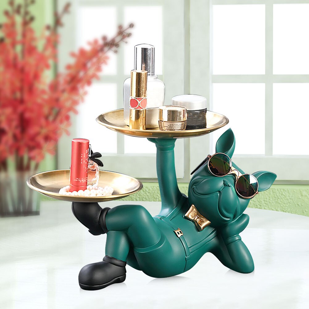 Resin Candy Storage Container Table Crafts with 2 Tray Lying French Bulldog image 8