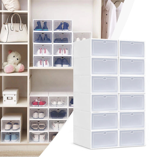 20PCS Stackable Shoe Storage Box Durable Plastic Sneaker Display Case Organizer image 0