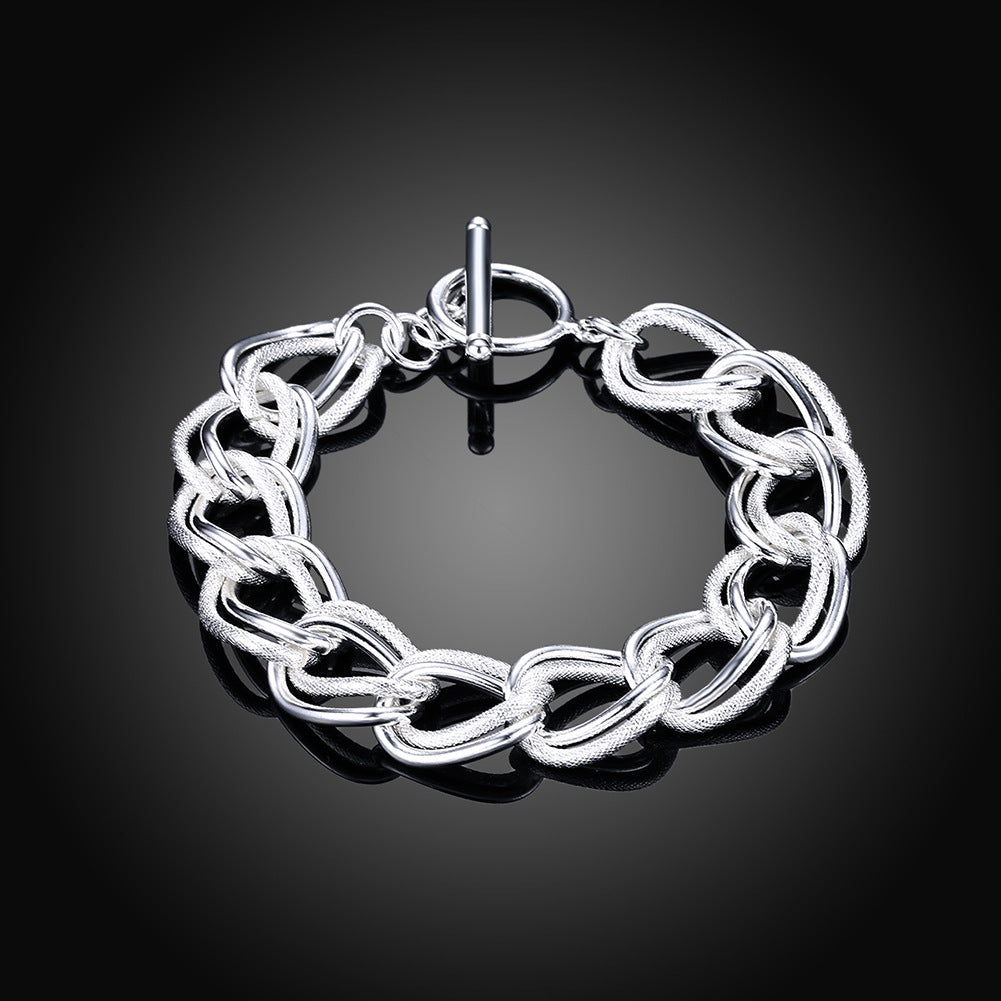 Noble 925 Sterling Silver Square Solid Chain Bracelet For Women Men Charm Party image 25