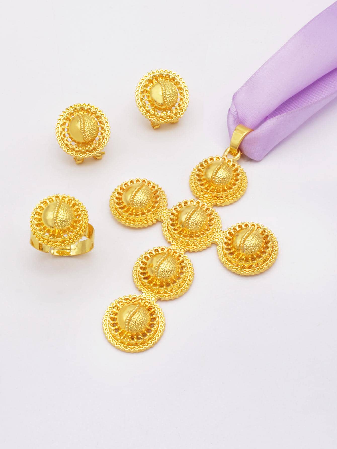 Ethiopian gold Color bridal rope Fine jewelry sets for women wedding Wife gifts image 6