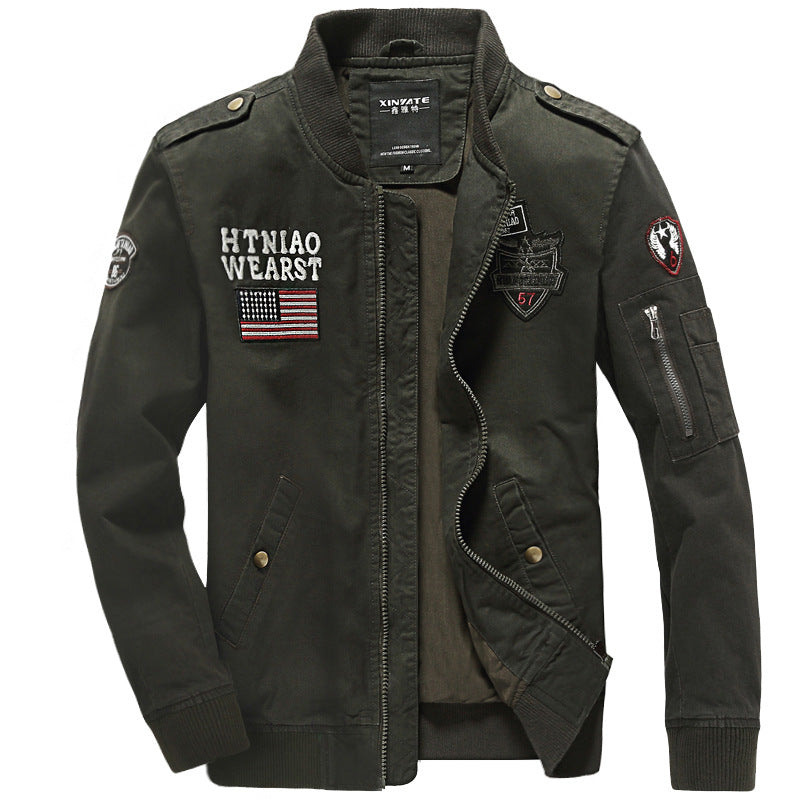 Spring and Autumn Jackets Men American Retro Work Clothes Short Pilot Jackets M image 0
