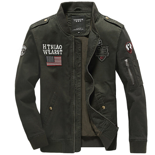 Spring and Autumn Jackets Men American Retro Work Clothes Short Pilot Jackets M image 0
