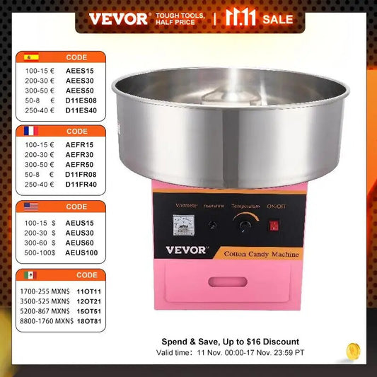 VEVOR Electric Cotton Candy Machine Commercial Floss Maker with Stainless Steel image 0