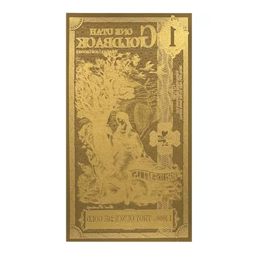 1 Utah Goldback 1/1000 oz 24K Gold Foil Aurum Note image 1