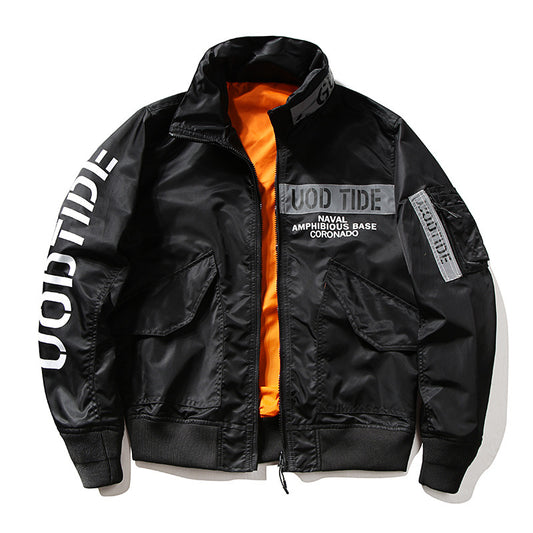 New Hip Hop Jacket Men High Quality Thick Army Navy Military Motorcycle Ma-1 Av image 0